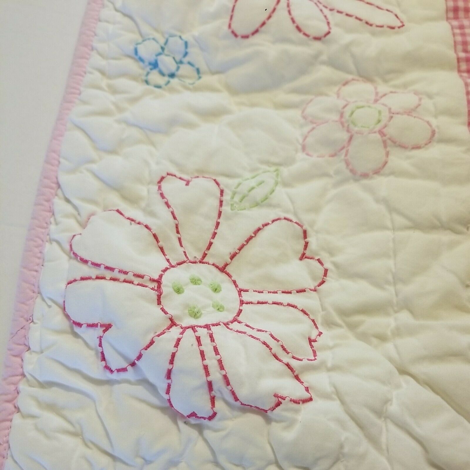 POTTERY BARN KIDS Quilted Euro Pillow Sham Yellow & Pink Daisy Floral Flower 24