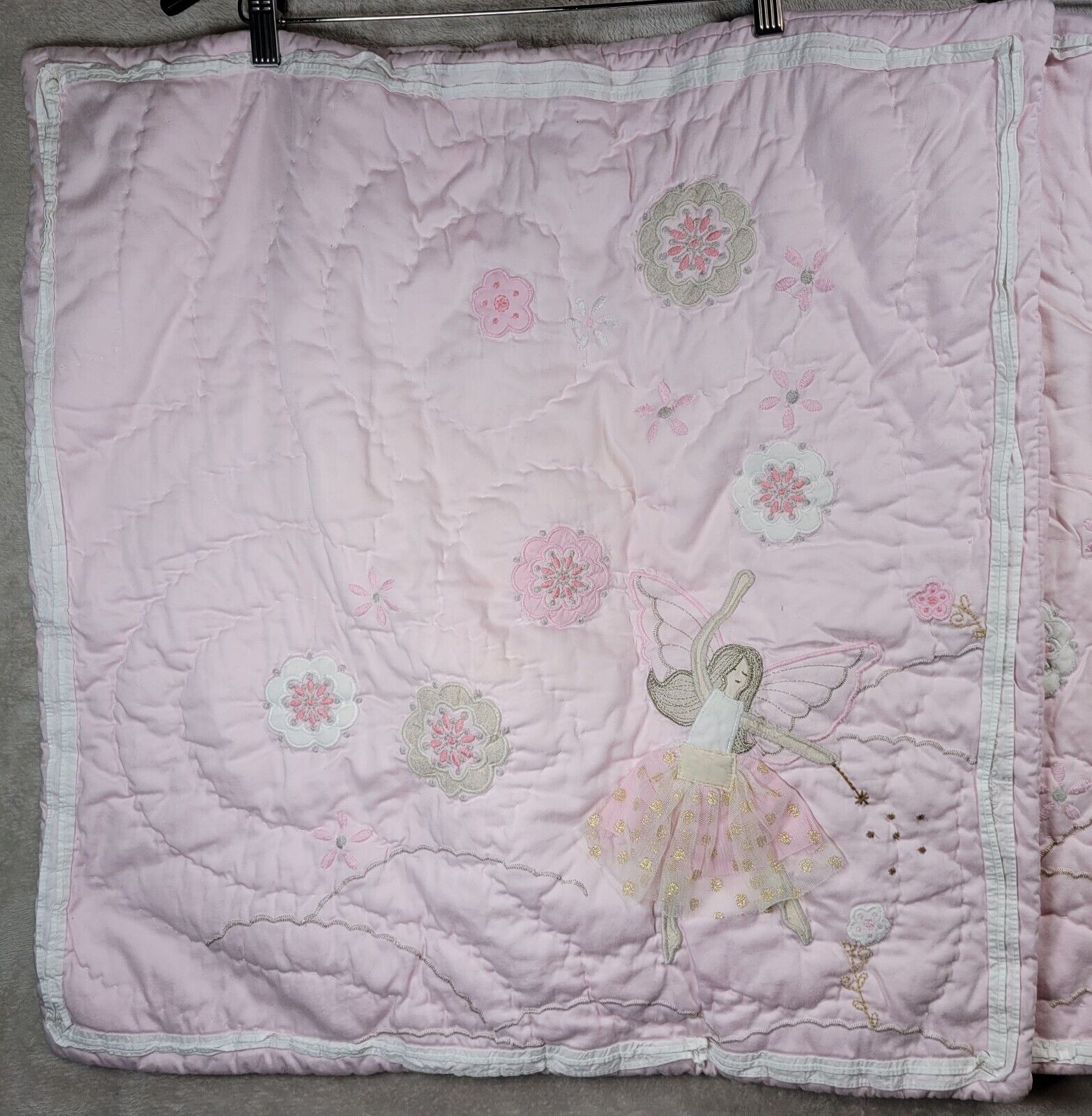 Pottery Barn Kids Pillow Shams Quilted Set Of 2 Floral Fairy Embroidered Pink - Fresh Stock Dated February 2026