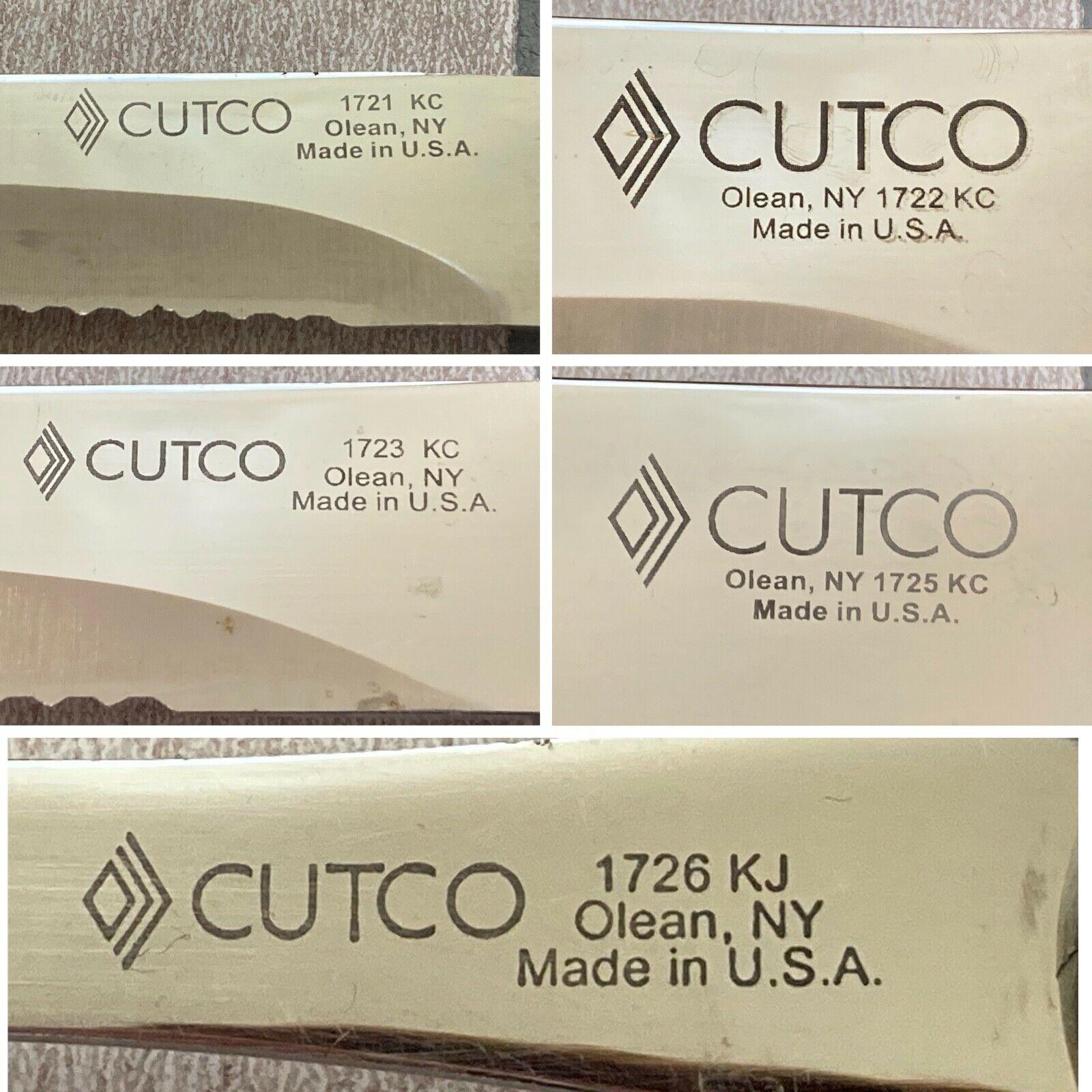 Cutco Lot 1721, 1722 1723, 1725, 1726 Knives and Fork Vintage USA - Fresh Stock Dated December 2025