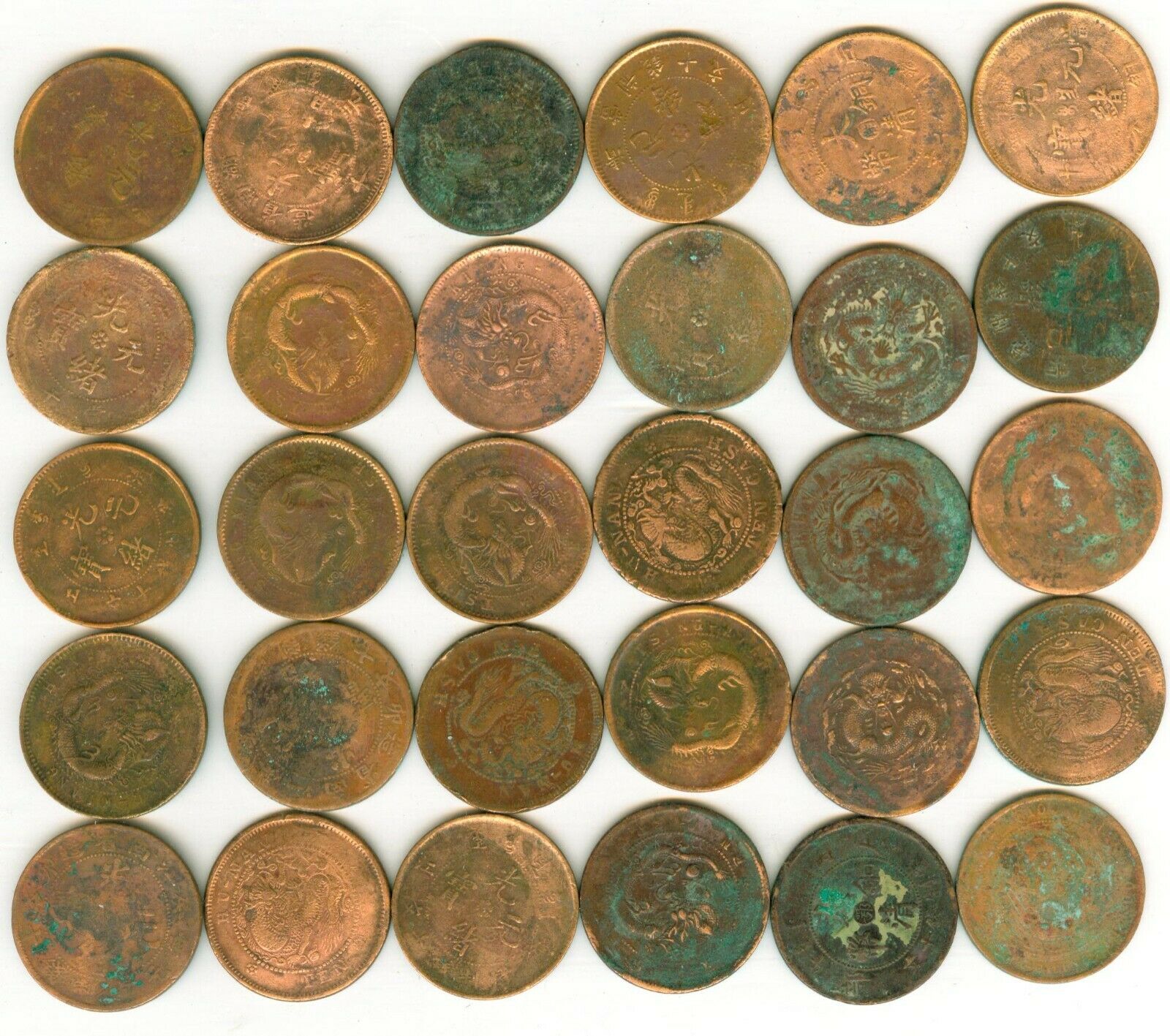 K5003, China Ten Cash (10 Cents) Dragon Bronze Coins 10 Pcs,Qing Dynasty - Fresh Stock Dated February 2026