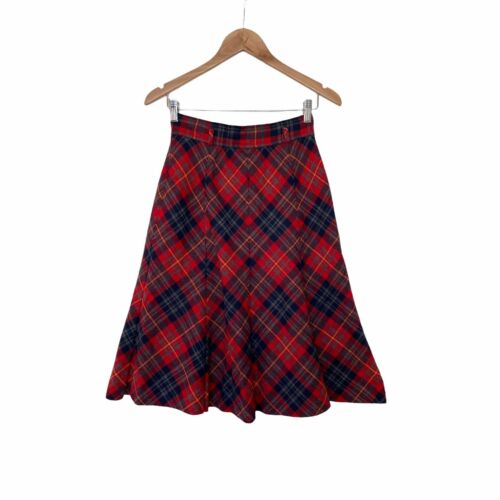 Vintage 60s Red Tartan Plaid Skirt XS 24 0 - Fresh Stock Dated February 2026