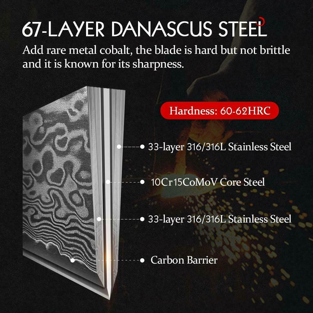 Professional Damascus Steel Clever Butcher Kitchen Cutter Cooking Chef Knife Set - Fresh Stock Dated December 2025