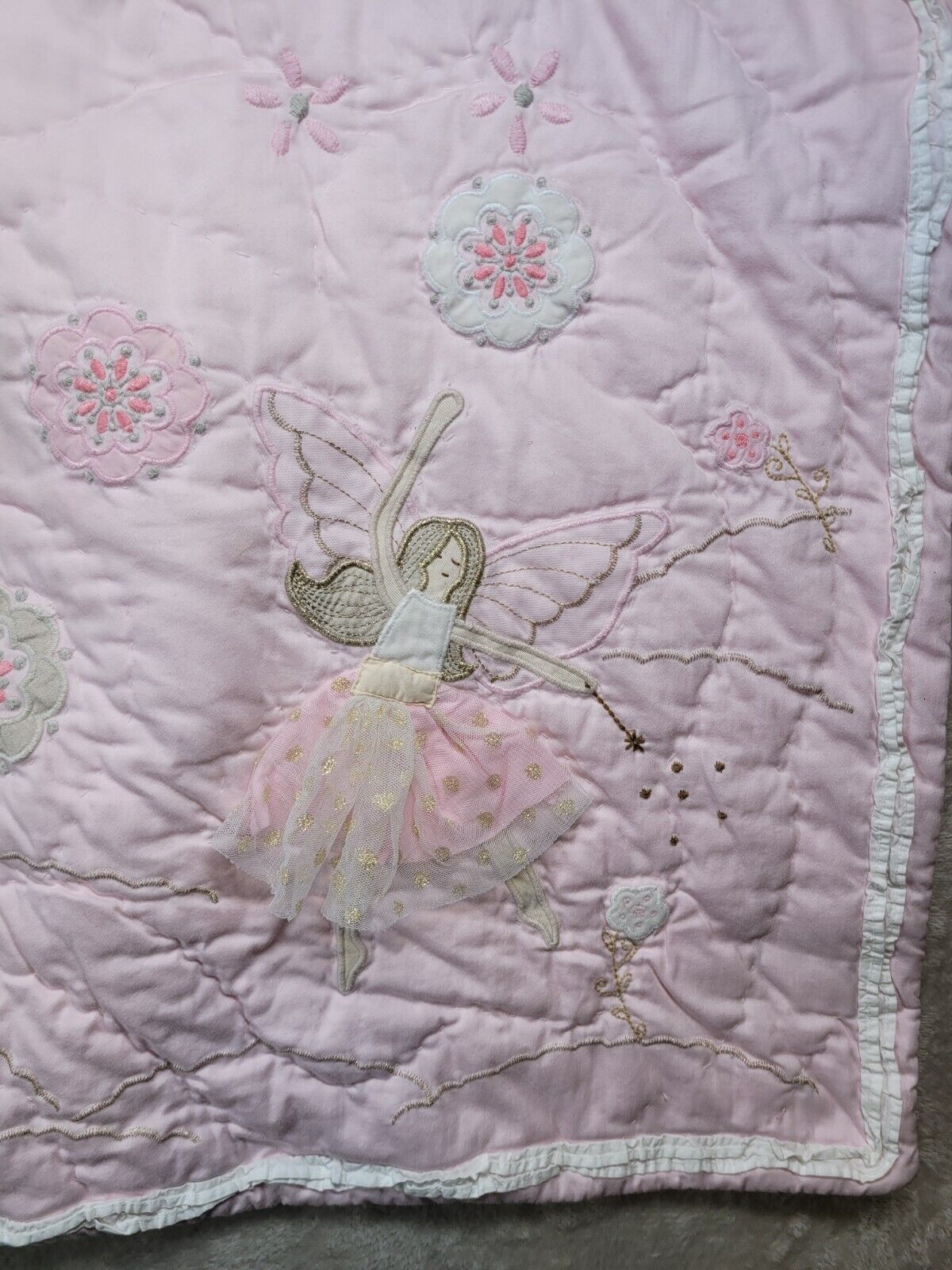 Pottery Barn Kids Pillow Shams Quilted Set Of 2 Floral Fairy Embroidered Pink - Fresh Stock Dated February 2026