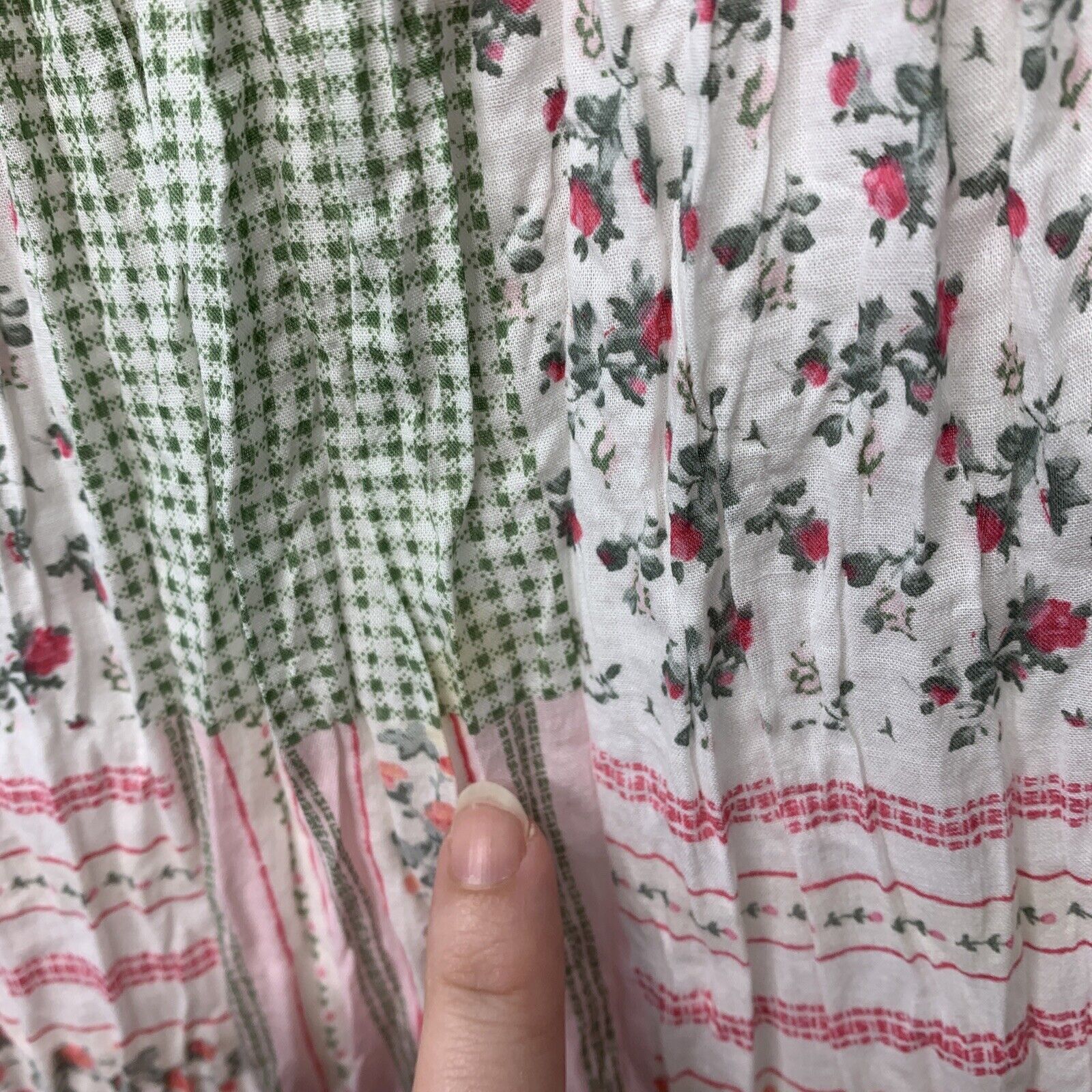 VTG Ms Lee Sz Small Floral Gingham Patchwork Pattern Tiered Broomstick Skirt - Fresh Stock Dated March 2026