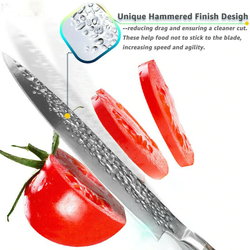 5PCS Kitchen Knife Set Japanese Chef Knives Carbon Stainless Steel Blade Vintage - Fresh Stock Dated December 2025
