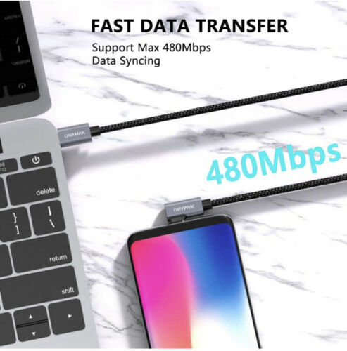 USB C to C Cable 10FT 100W UNAMAK Type C Fasting Charging 10ft, Black - Fresh Stock Dated February 2026