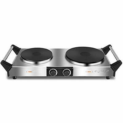 Hot Plate, Portable Electric Cooktop Cast Tron Stovetop, Stainless Steel - Fresh Stock Dated December 2025