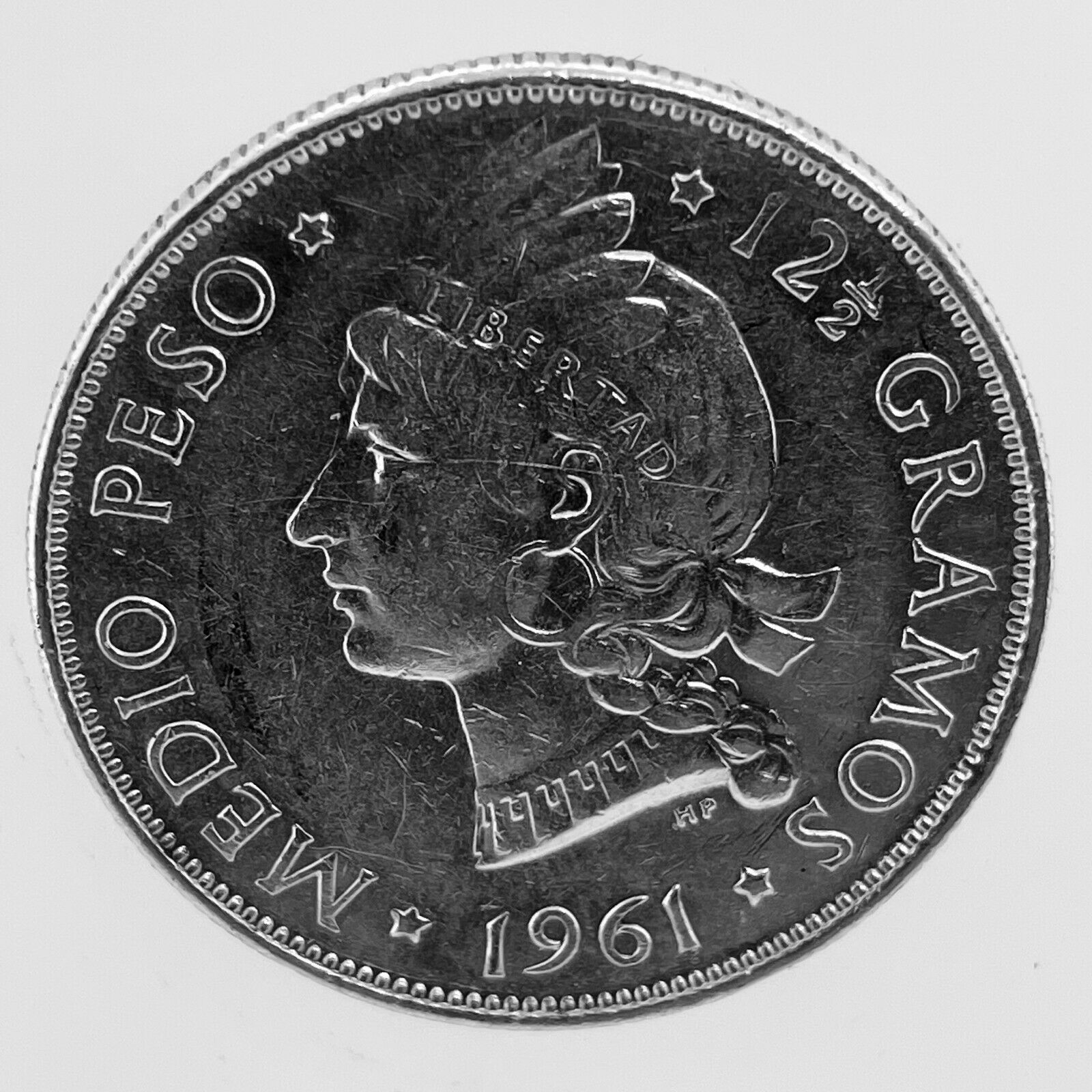 1961 Dominican Republic MEDIO - 1/2 Peso- UNC.- 0.900 Silver Coin KM #21 C#2 - Fresh Stock Dated February 2026
