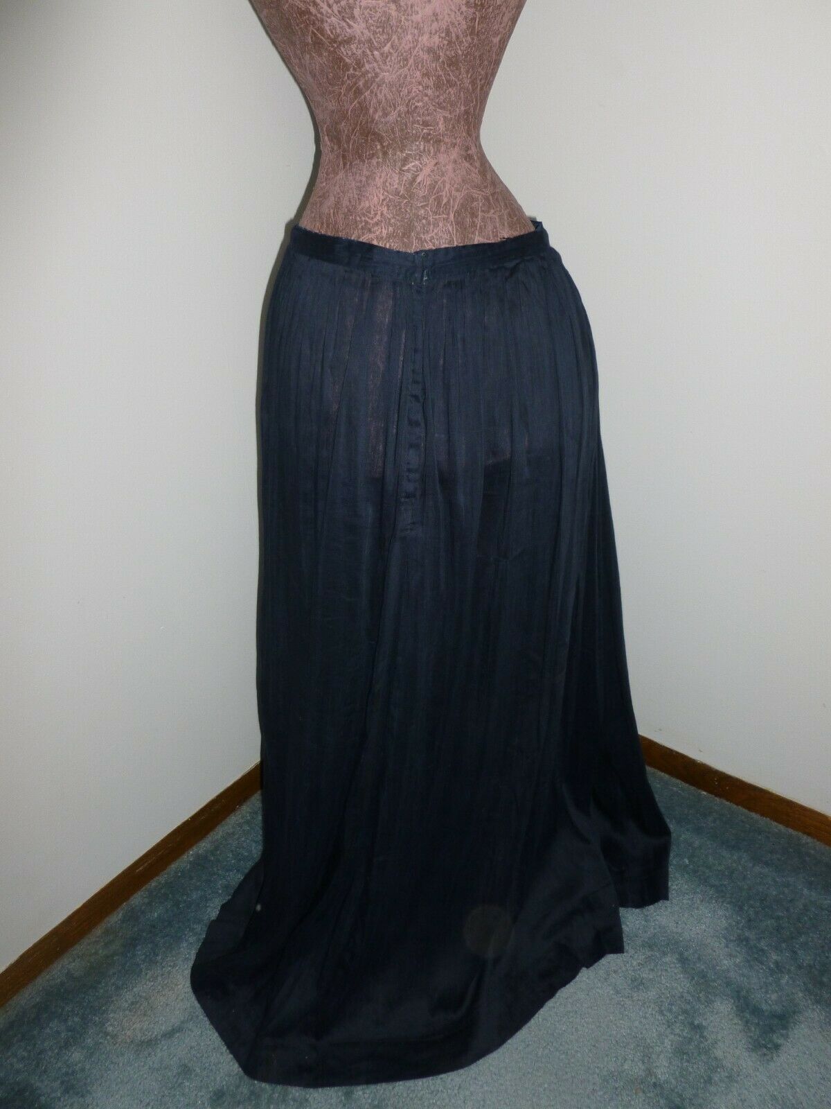 Antique Navy Blue Skirt c1900s Victorian Edwardian Stage Photo Prop Costume - Fresh Stock Dated February 2026