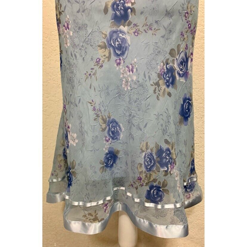 M Collection Vintage 90s Y2K Blue Floral Chiffon Skirt Womens XL - Fresh Stock Dated March 2026