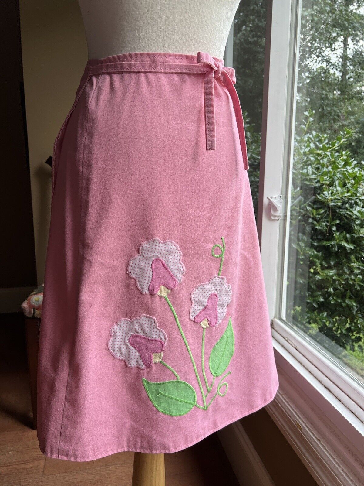 Vintage 70's / 80's Pink Cotton Wrap Skirt w/ Calico Floral, THE FROG POND - Fresh Stock Dated March 2026