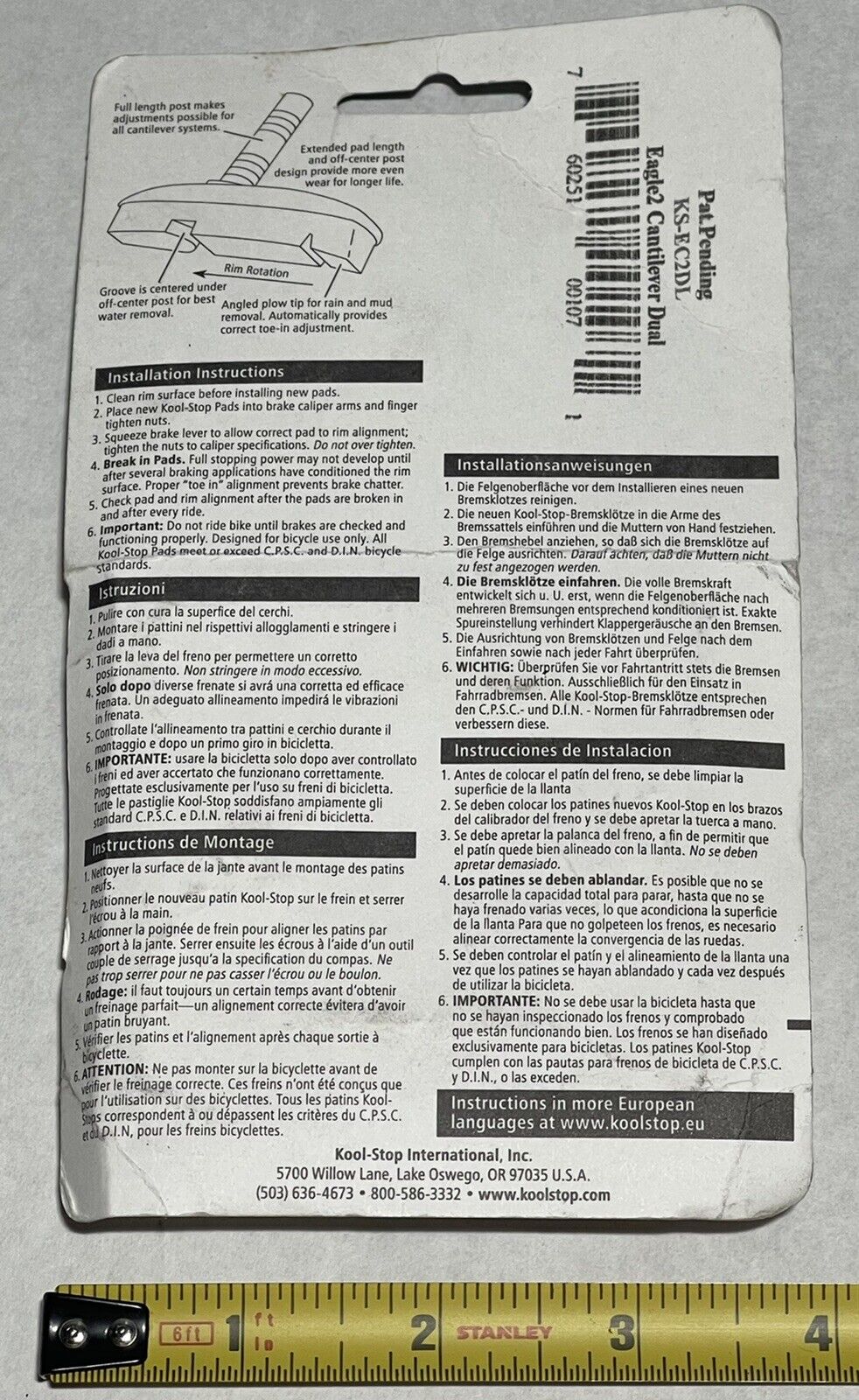 BRAKE PAD CANTI DUAL KOOL STOP EAGLE 2 KS-EC2DL - Fresh Stock Dated February 2026