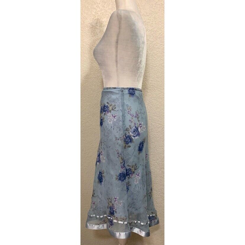 M Collection Vintage 90s Y2K Blue Floral Chiffon Skirt Womens XL - Fresh Stock Dated March 2026