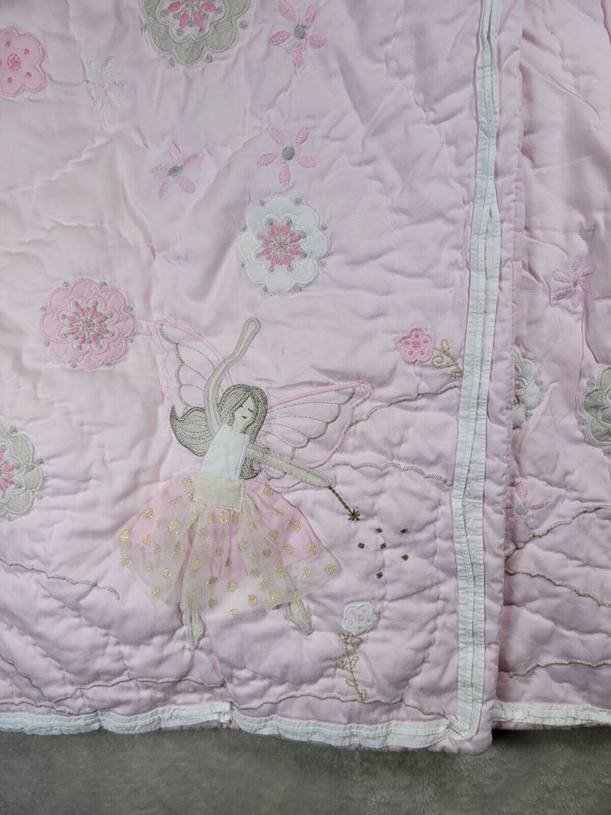 Pottery Barn Kids Pillow Shams Quilted Set Of 2 Floral Fairy Embroidered Pink - Fresh Stock Dated February 2026