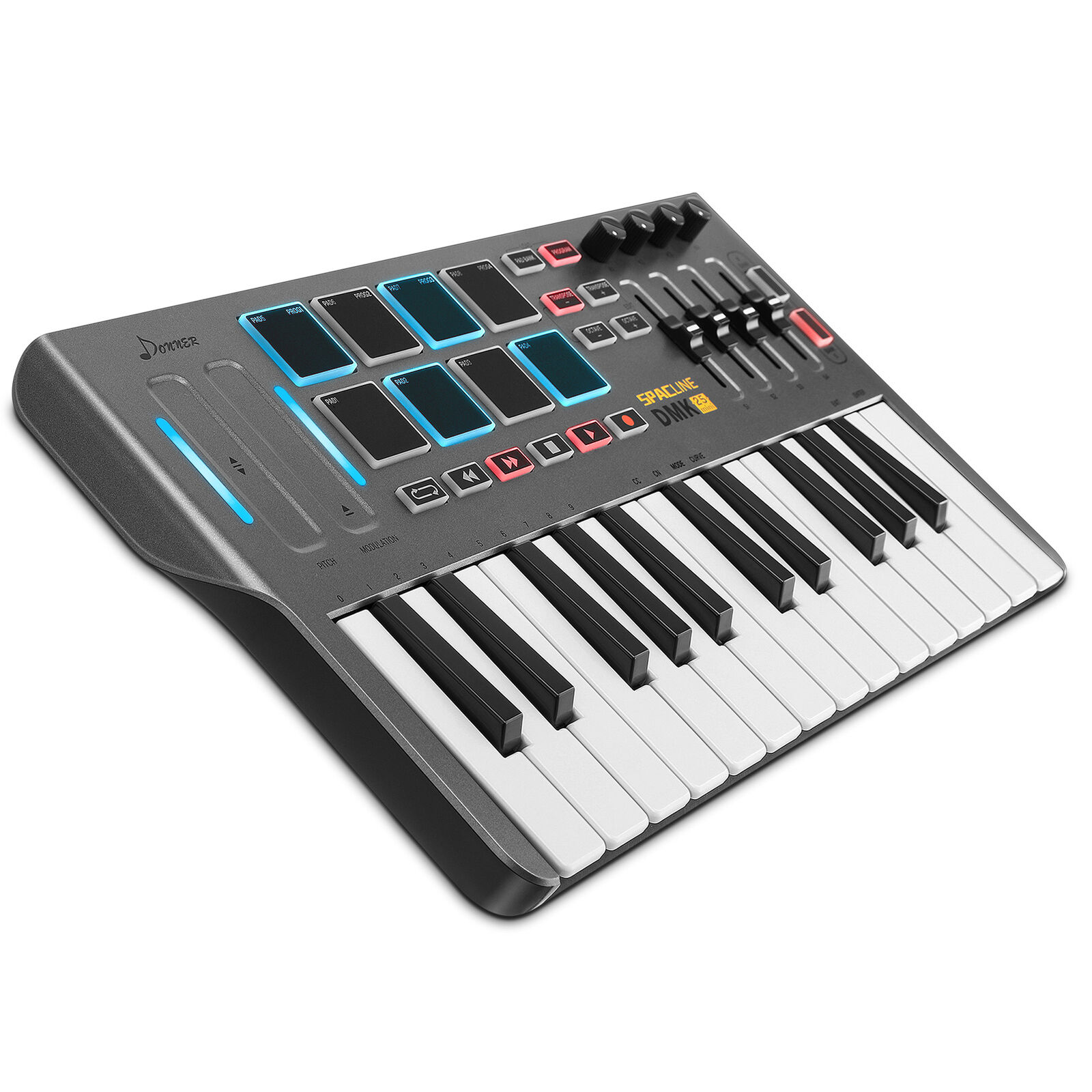Donner 25-Key MIDI Keyboard Controller Portable w/ 8 Drum Pad 4 Knobs 4 Faders - Fresh Stock Dated February 2026