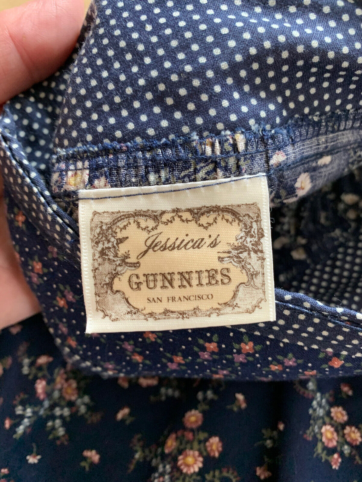 Vintage  Jessica's Gunnies Gunne Sax 4 Navy Floral Cotton Prairie Skirt GG - Fresh Stock Dated March 2026