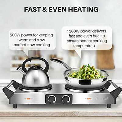 Hot Plate, Portable Electric Cooktop Cast Tron Stovetop, Stainless Steel - Fresh Stock Dated December 2025
