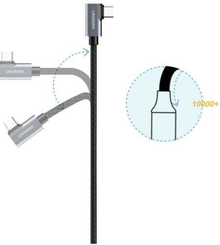USB C to C Cable 10FT 100W UNAMAK Type C Fasting Charging 10ft, Black - Fresh Stock Dated February 2026