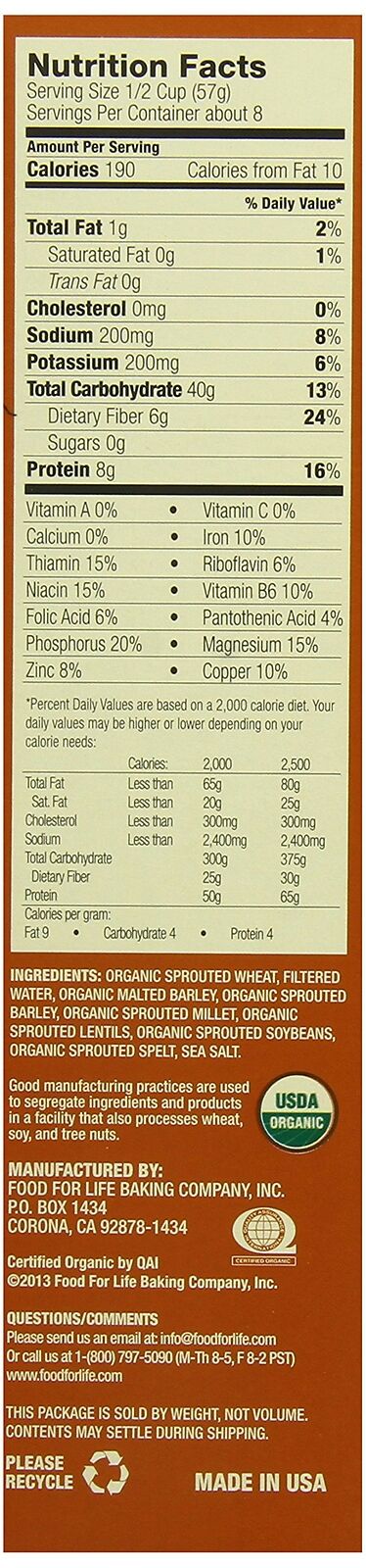 Food For Life Ezekiel 4:9 Organic Sprouted Whole Grain Cereal, Original, 16-O... - Fresh Stock Dated December 2025