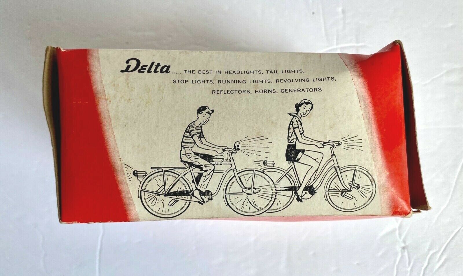 Vintage NOS 1950s Delta Hi-Fin Twin Tail Lite Bicycle Lights A-1746 Bike Light - Fresh Stock Dated December 2025