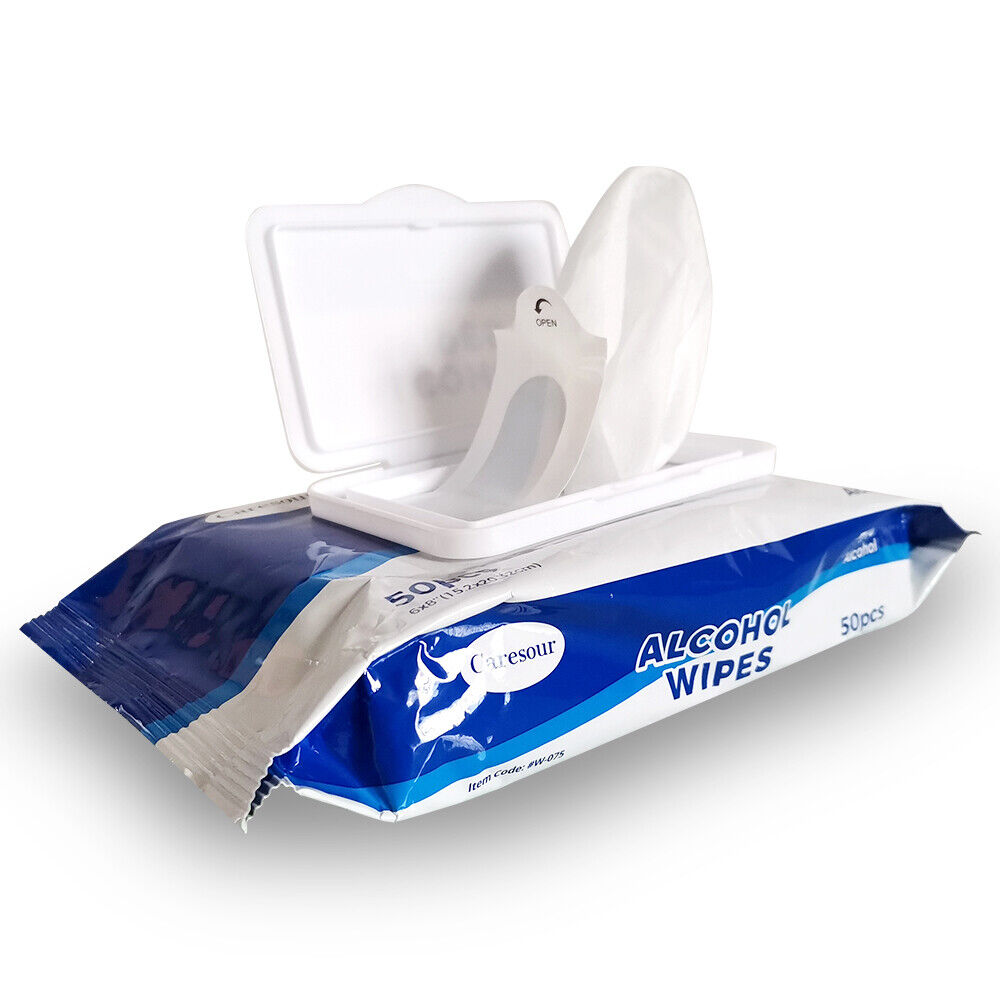 4x 75% Alcohol Clean Wet Sanitizing Wipes (Total 200 Large Pads) Resealable Pack - Fresh Stock Dated February 2026