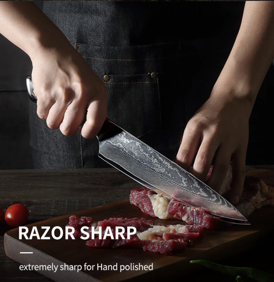 Premium Quality Japanese Knife Chef Knives MITSUMOTO SAKARI Damascus Steel Handc - Fresh Stock Dated December 2025