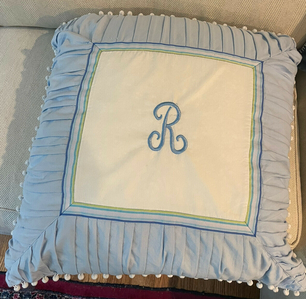 Pottery barn PB Teen monogrammed R Euro Sham - Fresh Stock Dated December 2025