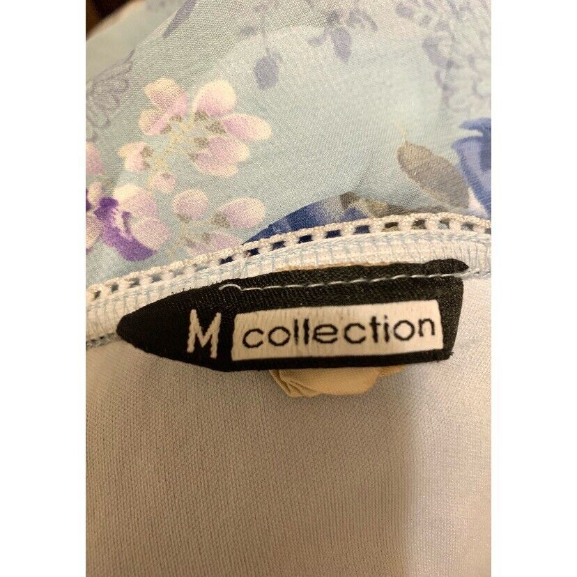 M Collection Vintage 90s Y2K Blue Floral Chiffon Skirt Womens XL - Fresh Stock Dated March 2026