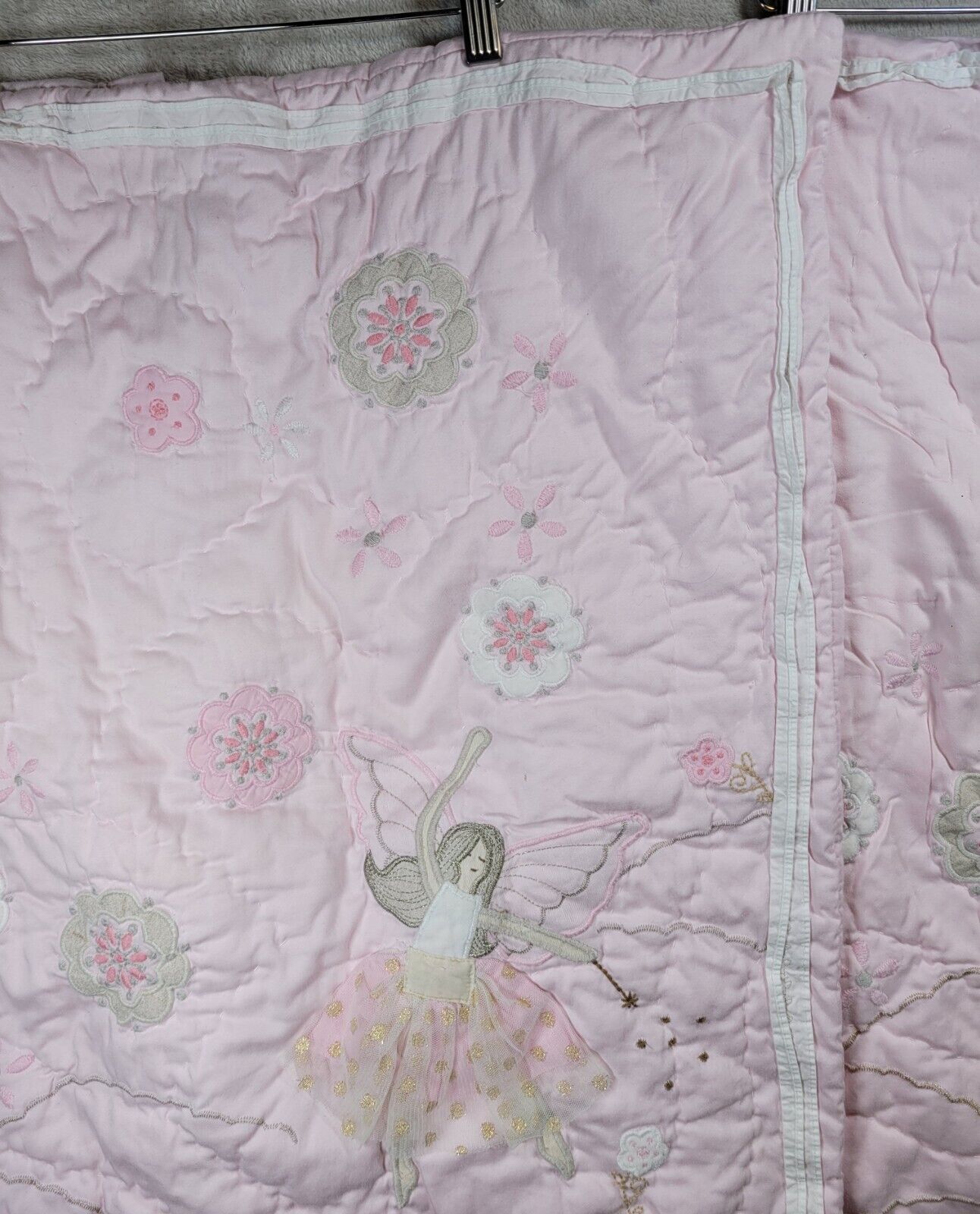 Pottery Barn Kids Pillow Shams Quilted Set Of 2 Floral Fairy Embroidered Pink - Fresh Stock Dated February 2026