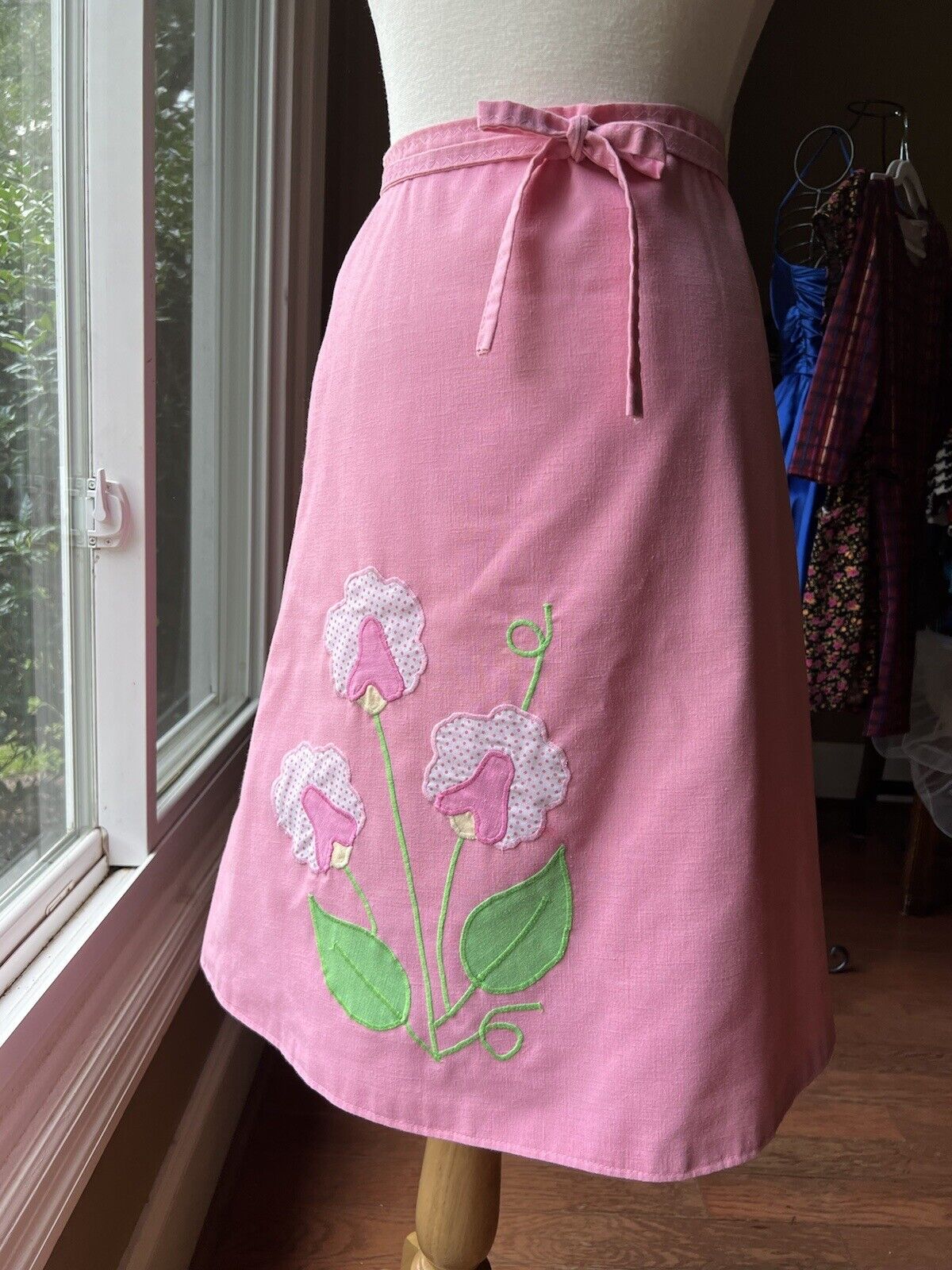 Vintage 70's / 80's Pink Cotton Wrap Skirt w/ Calico Floral, THE FROG POND - Fresh Stock Dated March 2026