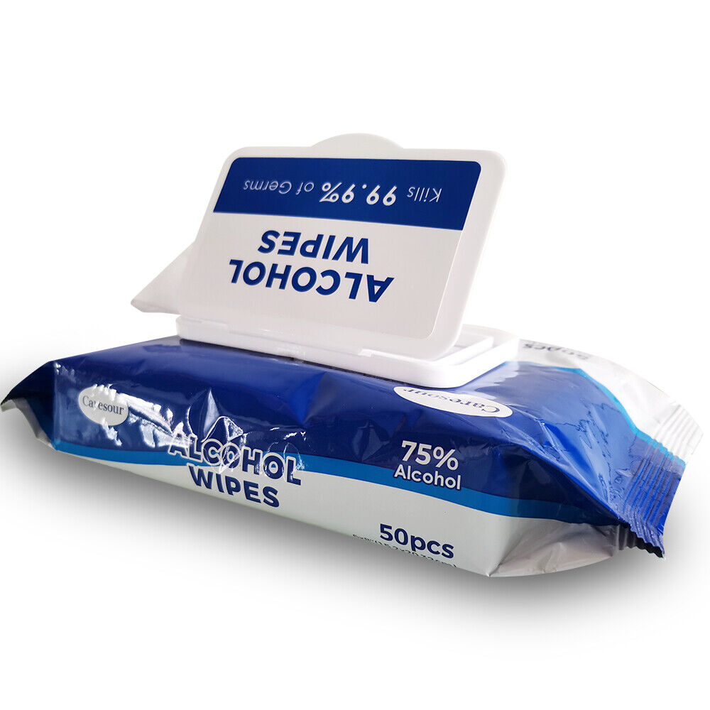 4x 75% Alcohol Clean Wet Sanitizing Wipes (Total 200 Large Pads) Resealable Pack - Fresh Stock Dated February 2026