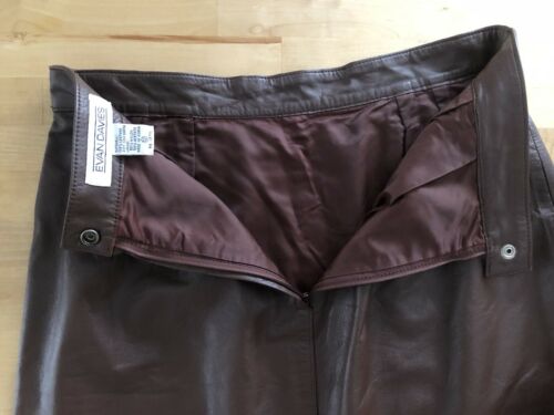 Vtg 80s EVAN DAVIES Brown Soft Nappa Leather Pencil A-line Knee Skirt 30”W Large - Fresh Stock Dated February 2026