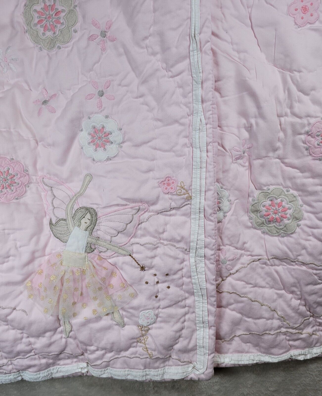 Pottery Barn Kids Pillow Shams Quilted Set Of 2 Floral Fairy Embroidered Pink - Fresh Stock Dated February 2026