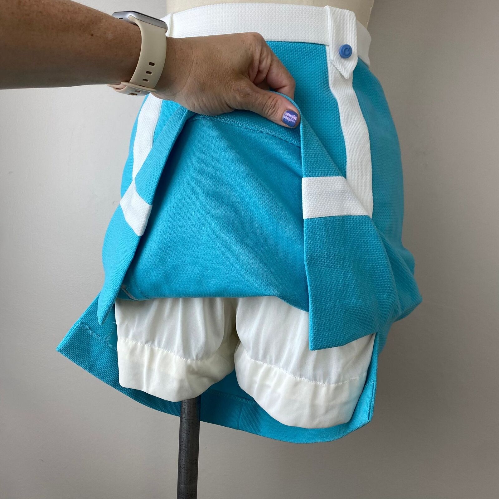 Vintage 1970s Aqua Mini Skirt Quantum Sportswear Skort XS/S Tennis Golf 70s Mod - Fresh Stock Dated March 2026