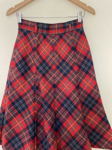 Vintage 60s Red Tartan Plaid Skirt XS 24 0 - Fresh Stock Dated February 2026