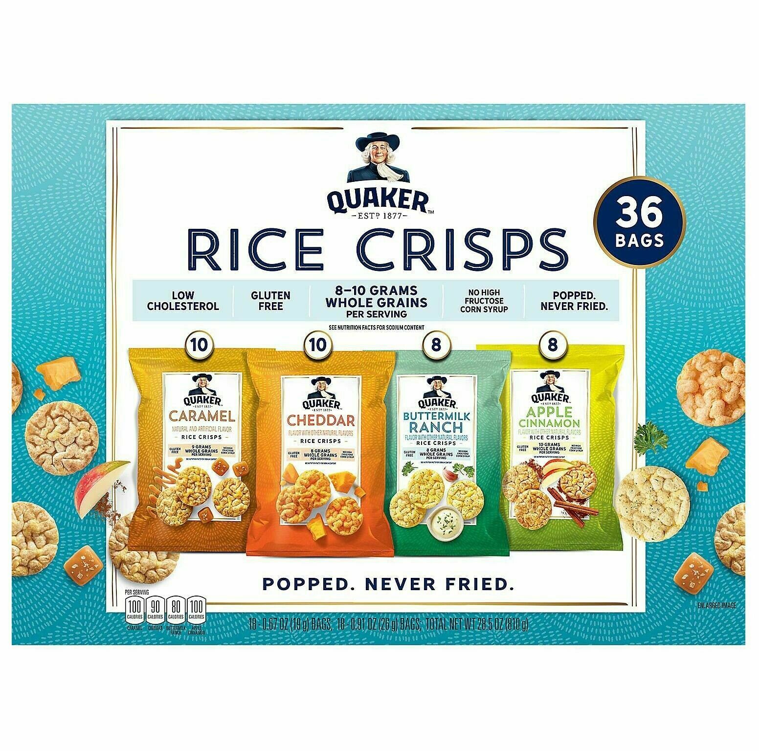 Quaker Rice Crisps Variety Pack (36 pk. - Fresh Stock Dated February 2026