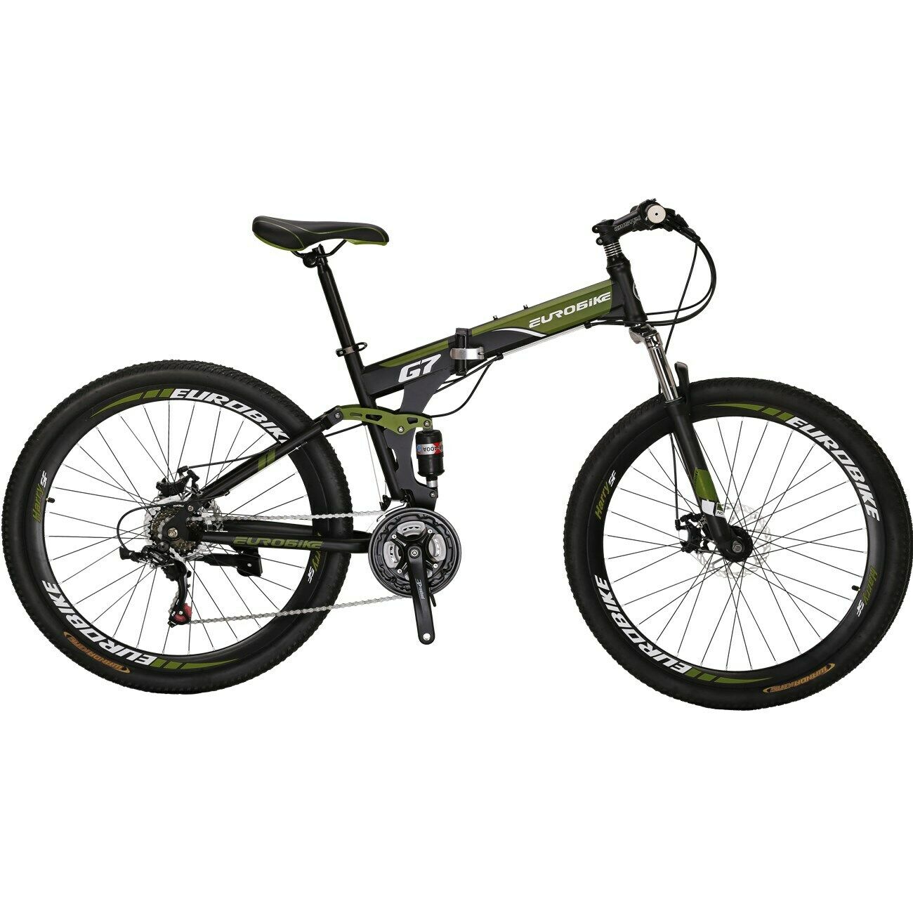 Eurobike Folding Bike 21 Speed Full Suspension Bicycle 27.5