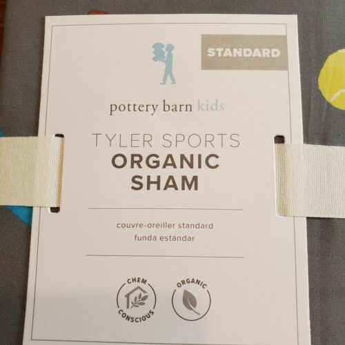 Pottery Barn 100% Organic Cotton. Set of 2,Tyler Sports Pillow Shams, Standard. - Fresh Stock Dated December 2025