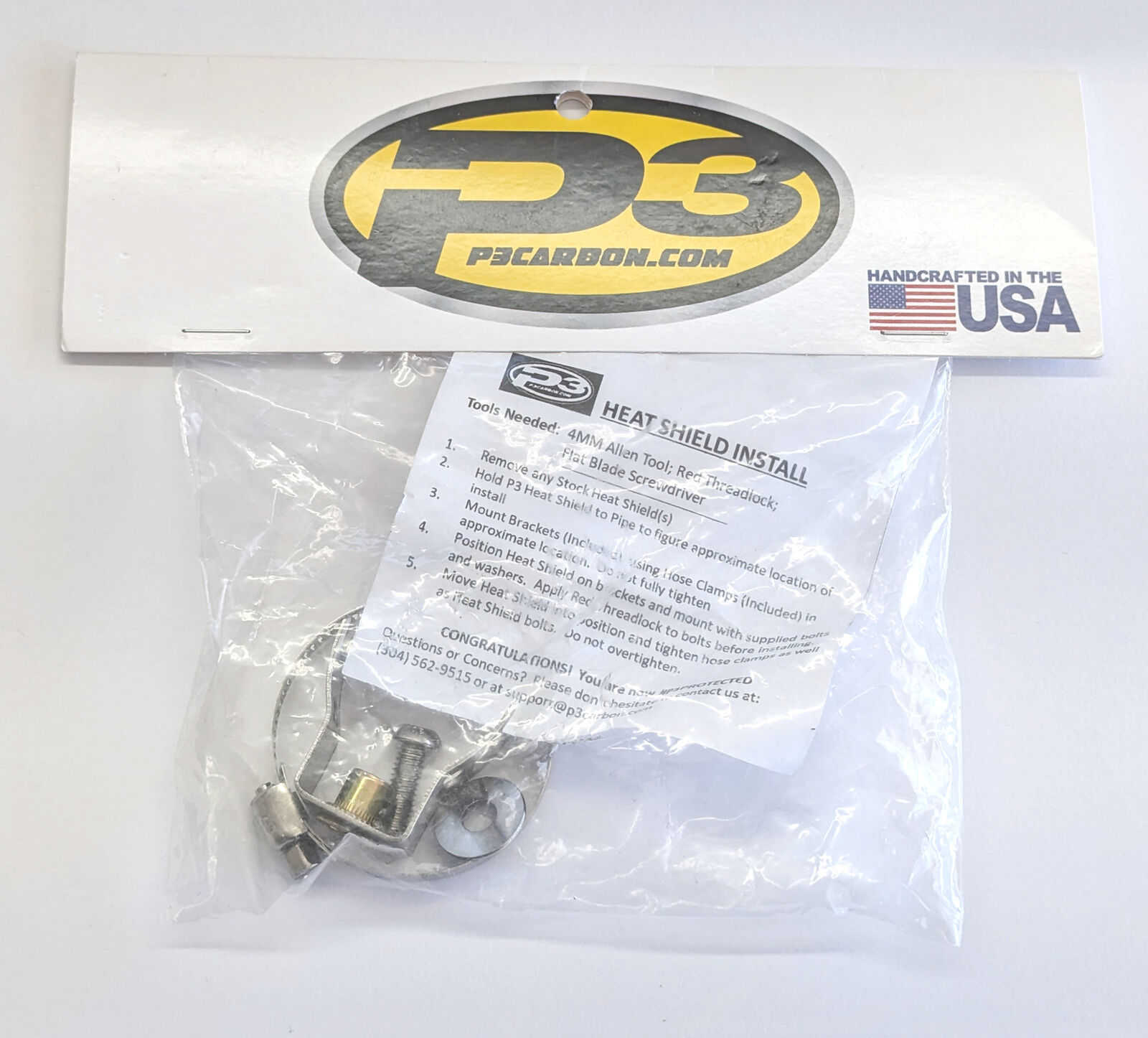 4 Pack - Header Heat Shield Mount Bracket w/ Clamp & Screw P3 602020 - Fresh Stock Dated February 2026