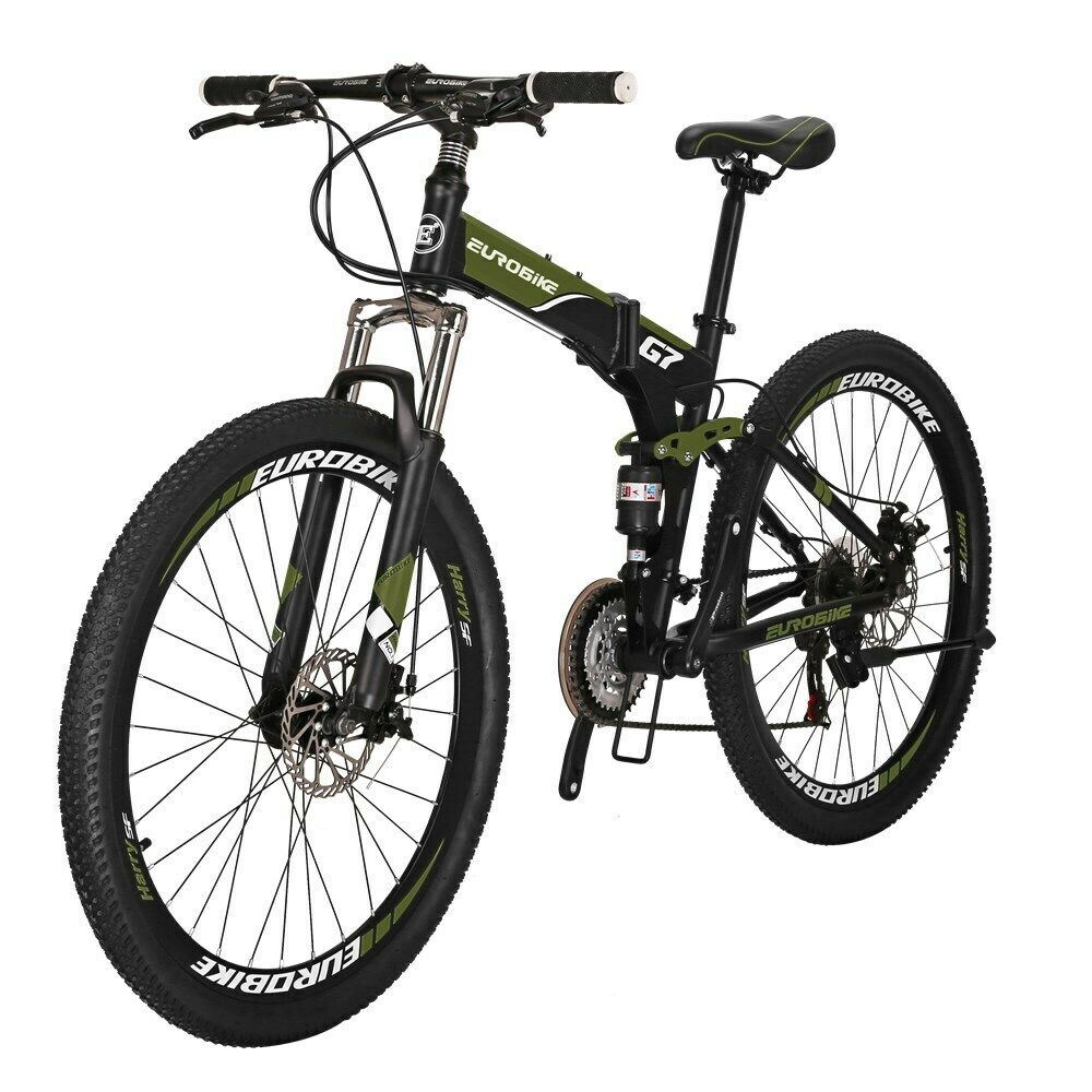 Eurobike Folding Bike 21 Speed Full Suspension Bicycle 27.5