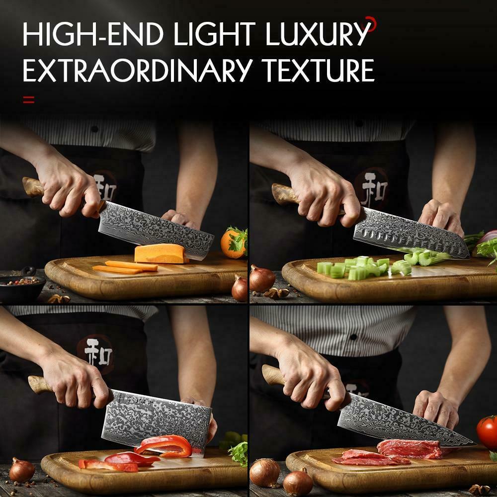 Professional Damascus Steel Clever Butcher Kitchen Cutter Cooking Chef Knife Set - Fresh Stock Dated December 2025