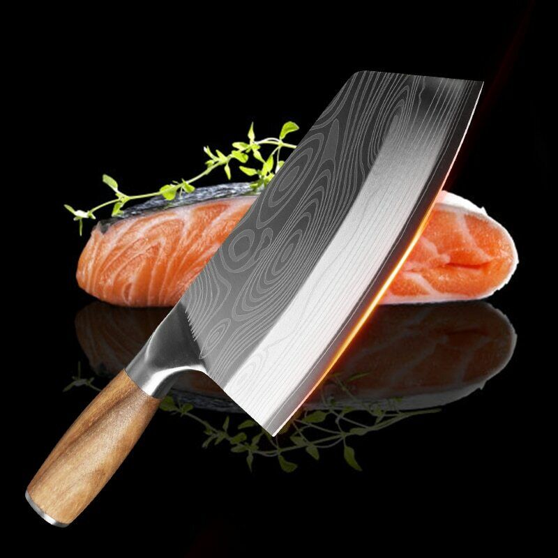 Kitchen Knife Stainless Steel Damascus Asian Chef Butcher Cleaver Chopping Meat - Fresh Stock Dated February 2026