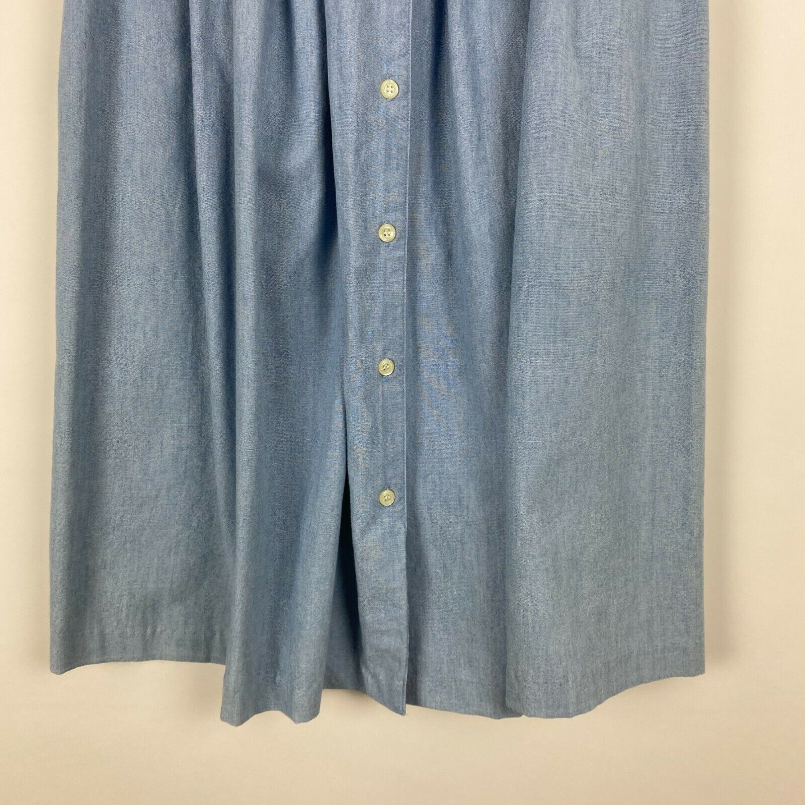 Vintage Karen Scott Petites Small Blue Chambray Denim Skirt Women Pockets Pleats - Fresh Stock Dated February 2026