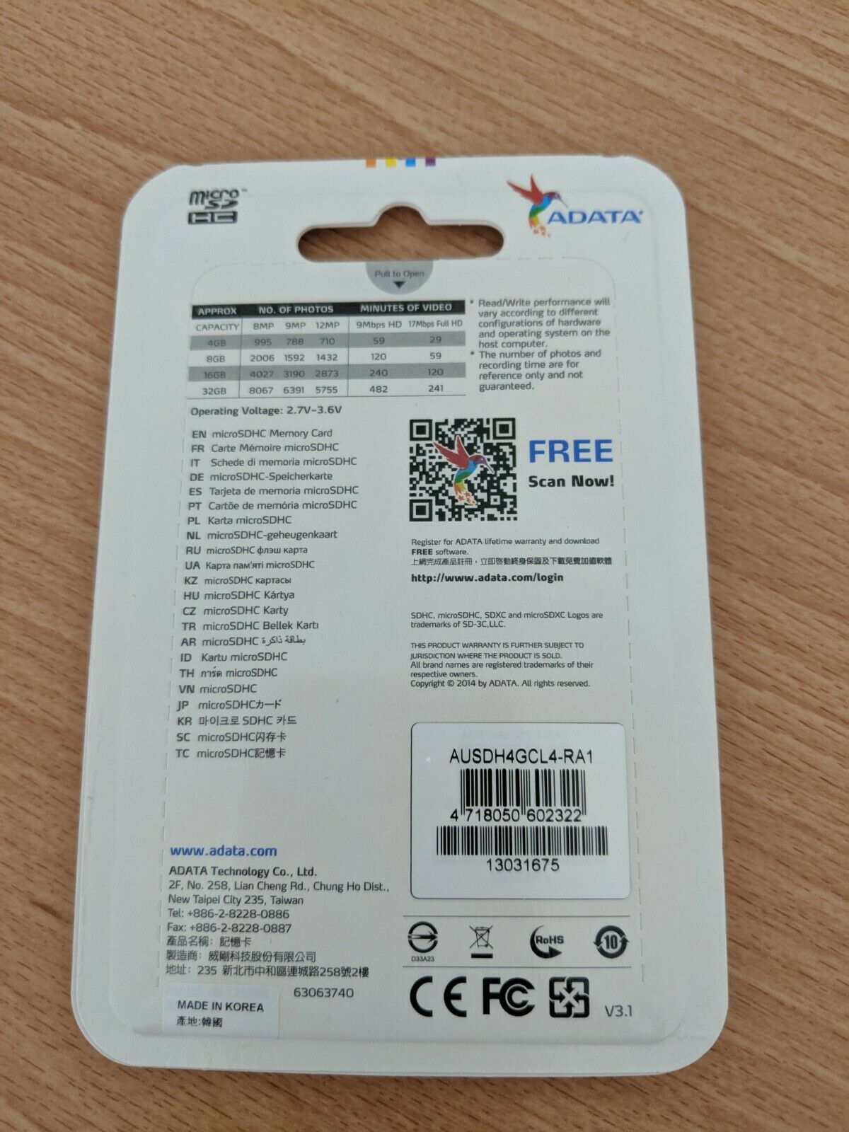 ADATA MICROSDHC CARD WITH ADAPTER 4 GB NEW - Fresh Stock Dated February 2026