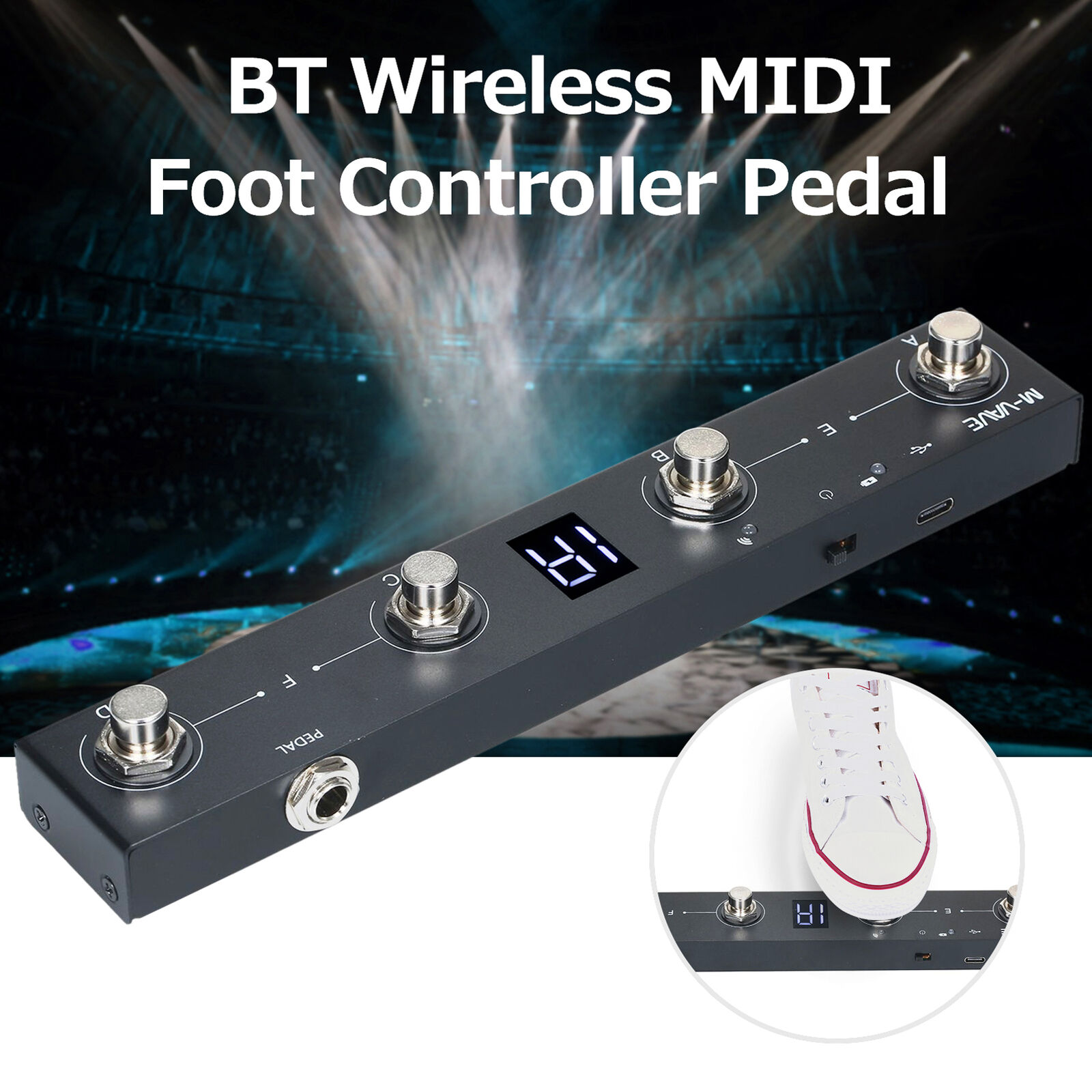 M-VAVE BT Wireless 4 Buttons MIDI Foot Controller Pedal Rechargeable Pedal J8E5 - Fresh Stock Dated February 2026