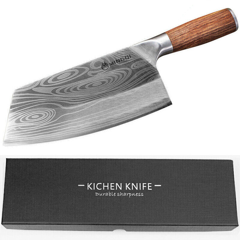 Kitchen Knife Stainless Steel Damascus Asian Chef Butcher Cleaver Chopping Meat - Fresh Stock Dated February 2026