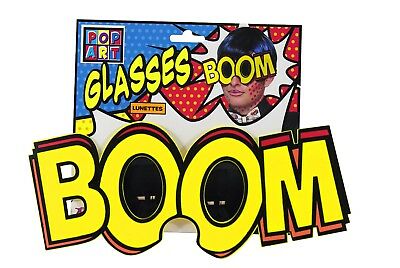 Pop Art Jumbo BOOM Glasses Sunglasses Cartoon Comic Book Costume Accessory - Fresh Stock Dated February 2026