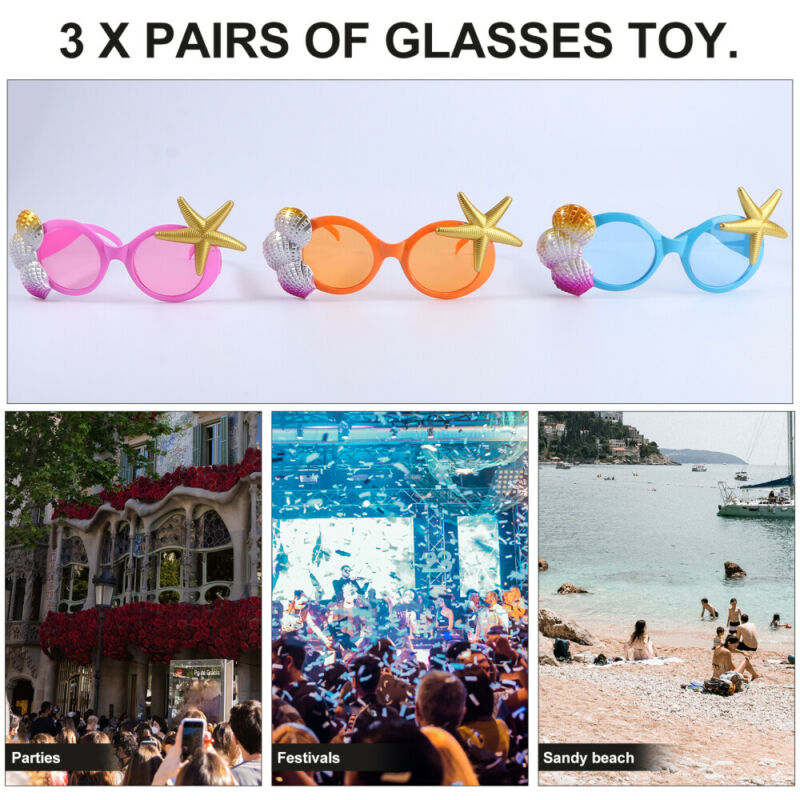 3 Pairs of Funny Glasses Toy Interesting Eyeglasses for Party Children Summer - Fresh Stock Dated February 2026
