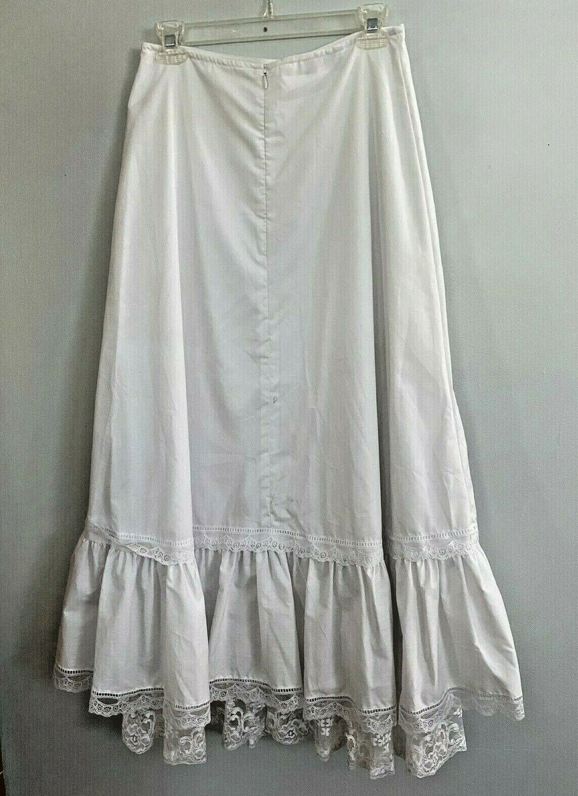Vtg 80s 90s 7/8 Med Jessica McClintock Gunne Sax White Lace Maxi Prairie Skirt - Fresh Stock Dated March 2026