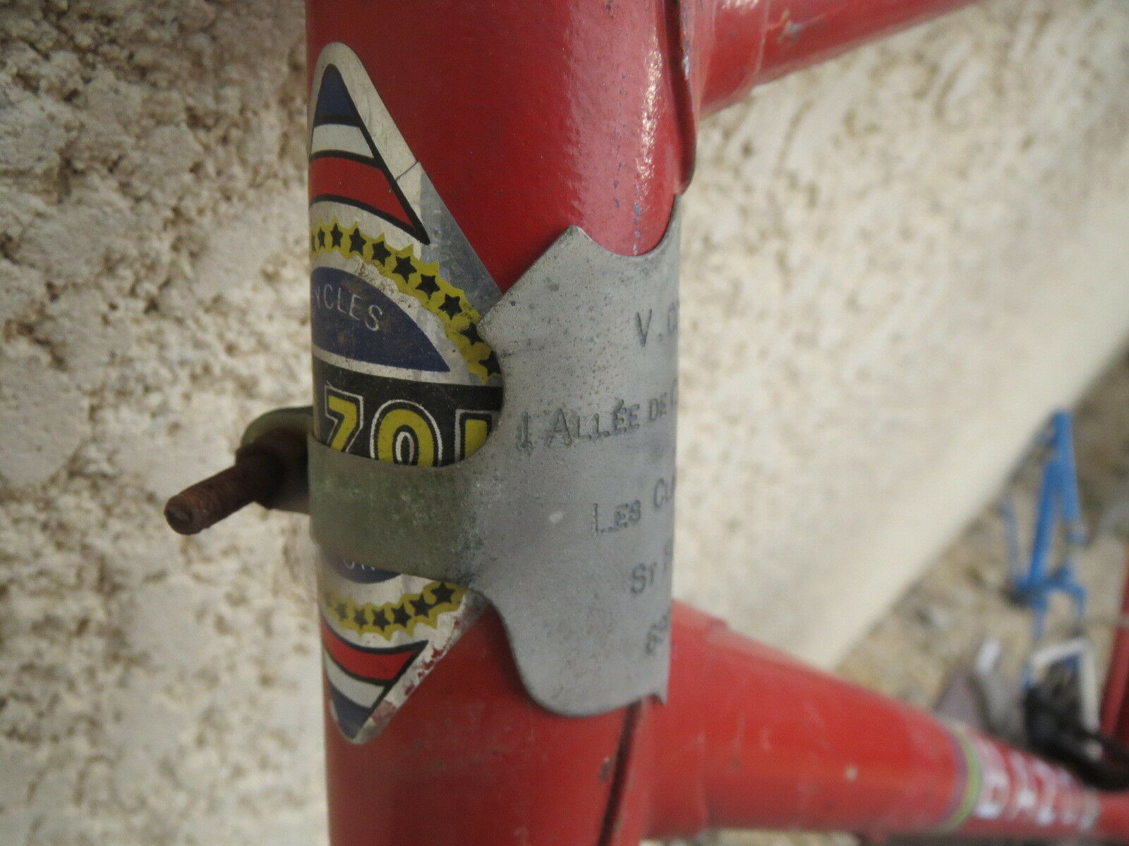 Framework Embroidered Old Vintage Old Bike Vieux Cycle Fixi BAZOU France - Fresh Stock Dated February 2026
